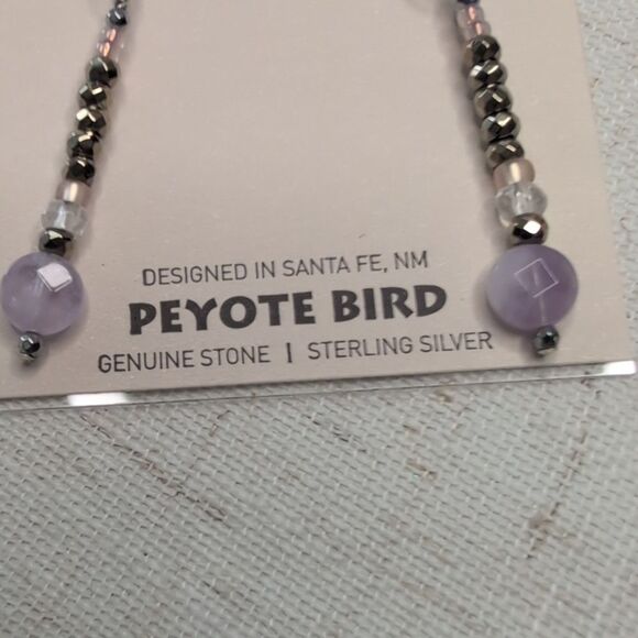 NWT Peyote Bird Earrings Sterling Silver Amethyst Faceted Polished Stone Dangle - Picture 3 of 6